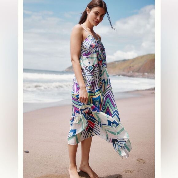 NWT Anthropologie 	THE MALIKA PRINTED LOW-BACK MAXI DRESS Kelley Size XL - Picture 1 of 13